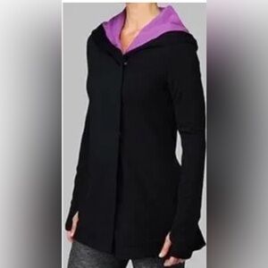 Lululemon Athletica Awareness Wrap Jacket Hoodie Black & Purple Ombre Dip Dye